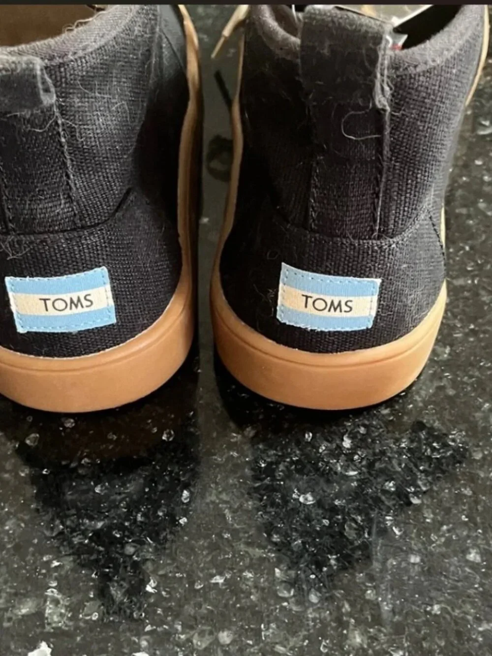Toms Men's Black Canvas High-Top Sneakers with Tan Gum Sole